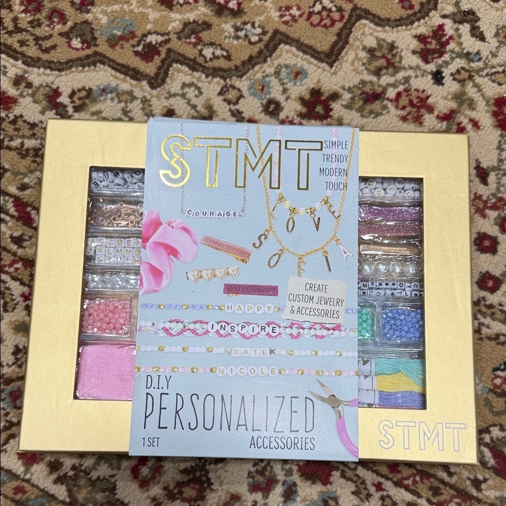 Personalized Kids Jewelry Set - Pink, Gold, Blue